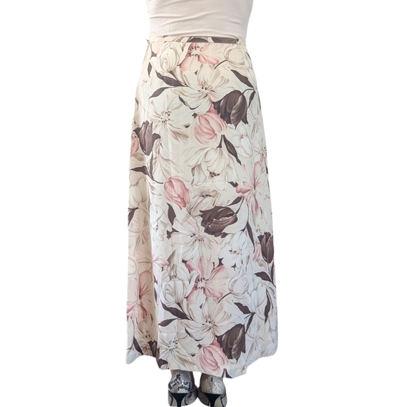 Vintage Chaus 1990s Whimsical Floral Lined Maxi Midi A-Line Skirt Size 6 - Picture 9 of 11